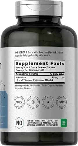 Horbäach Potassium Citrate Supplement 275 mg | 400 Capsules | Supports Wellness & Absorption thumbnail 2