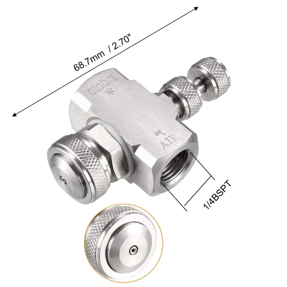 uxcell Air Atomizing Nozzle 1/4BSPT Stainless Steel Misting Low Pressure Siphon Cone-Shape Spray Tip | 30 Degree Spray Angle - view 2