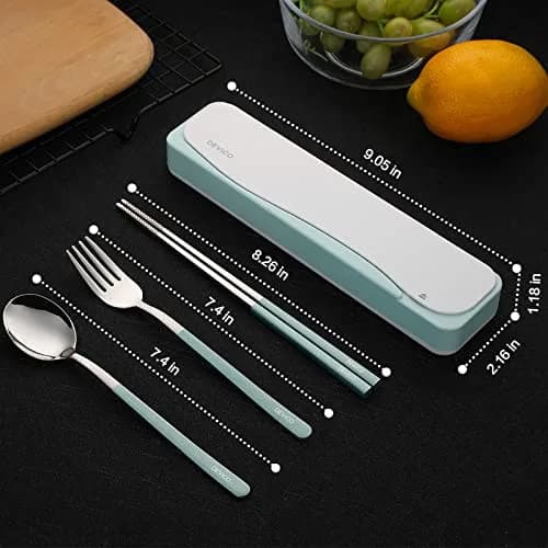 DEVICO Travel Utensils with Case | 4Pcs Portable Stainless Steel Cutlery Set for Work & Travel thumbnail 3