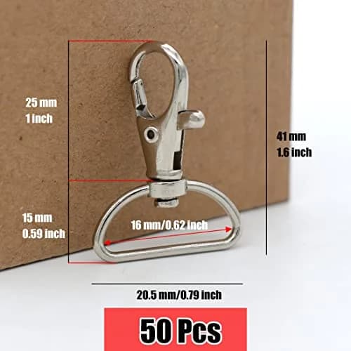 YAKA 50 Pack Silver Metal Lobster Claw Clasps 1.57" | 360° Swivel Trigger Snap Hooks thumbnail 3