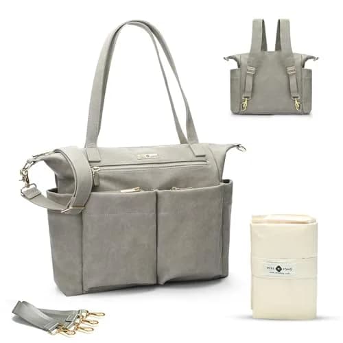 miss fong Diaper Bag Tote Leather Diaper Bag Backpack Pañaleras Para Bebe | Spacious, Stylish & Practical thumbnail 1