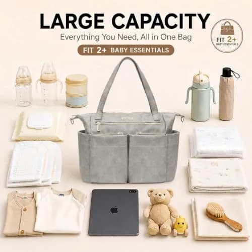 miss fong Diaper Bag Tote Leather Diaper Bag Backpack Pañaleras Para Bebe | Spacious, Stylish & Practical thumbnail 5