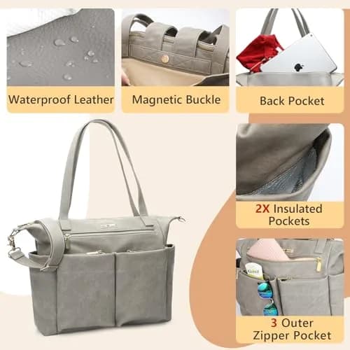 miss fong Diaper Bag Tote Leather Diaper Bag Backpack Pañaleras Para Bebe | Spacious, Stylish & Practical thumbnail 6