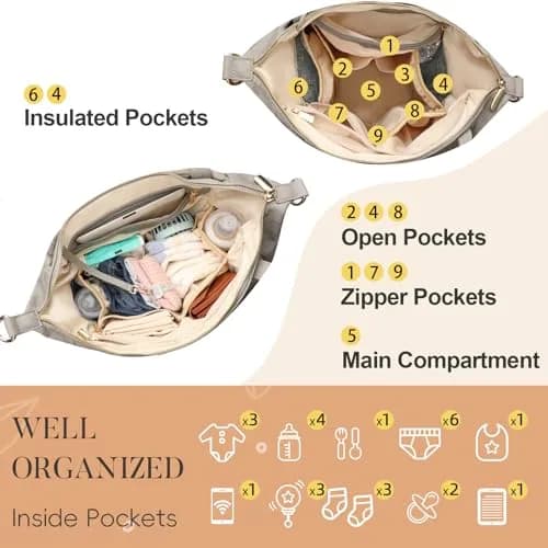 miss fong Diaper Bag Tote Leather Diaper Bag Backpack Pañaleras Para Bebe | Spacious, Stylish & Practical thumbnail 7
