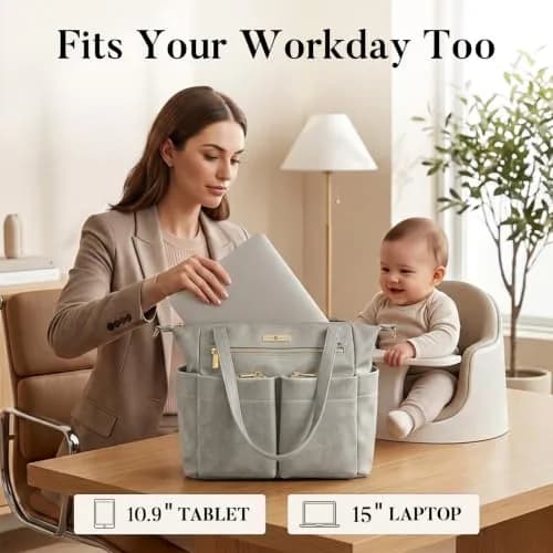 miss fong Diaper Bag Tote Leather Diaper Bag Backpack Pañaleras Para Bebe | Spacious, Stylish & Practical thumbnail 8