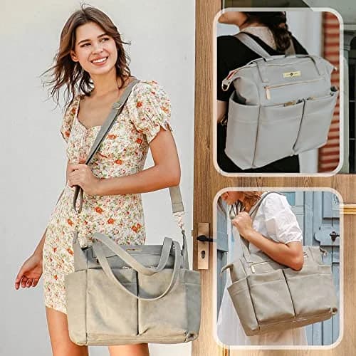 miss fong Diaper Bag Tote Leather Diaper Bag Backpack Pañaleras Para Bebe | Spacious, Stylish & Practical thumbnail 2