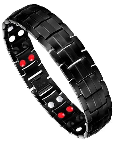 Feraco Magnetic Therapy Bracelet Black Titanium Steel Double Row 4 Elements | Classic Style thumbnail 1