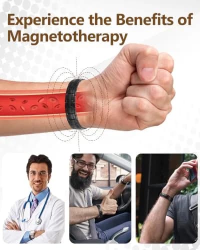 Feraco Magnetic Therapy Bracelet Black Titanium Steel Double Row 4 Elements | Classic Style thumbnail 7