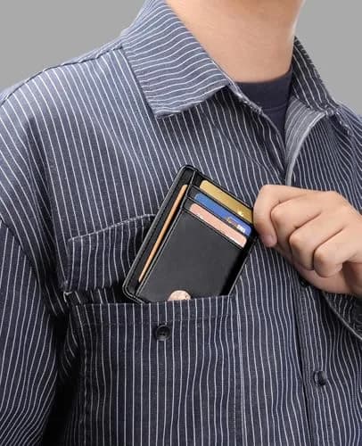 Teskyer Slim Minimalist Wallet for Men, RFID Credit Card Holder, Black | Front Pocket Design, 8 Card Slots thumbnail 4