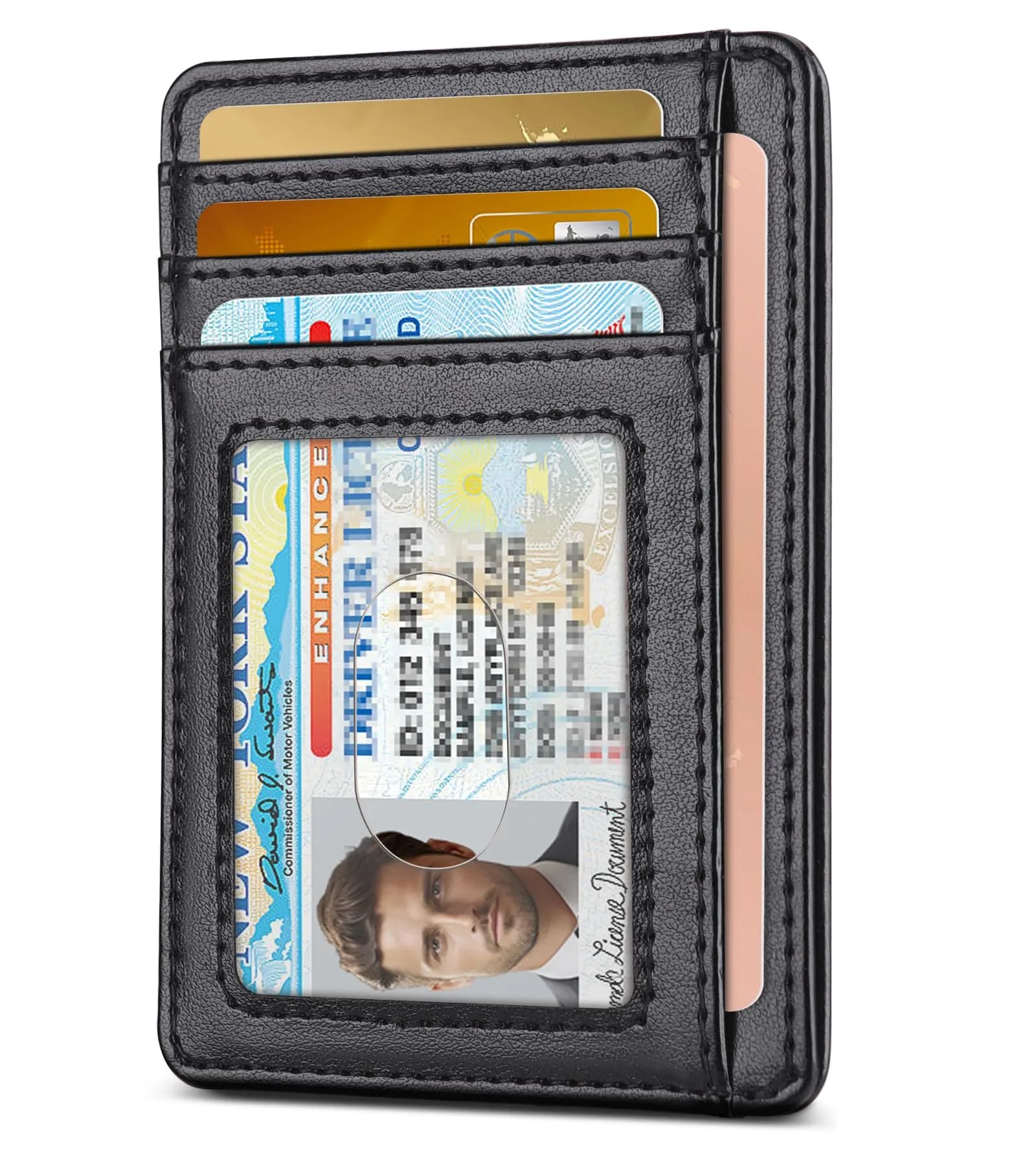 Teskyer Slim Minimalist Wallet for Men, RFID Credit Card Holder, Black | Front Pocket Design, 8 Card Slots - view 7