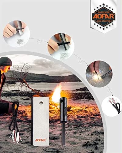 AOFAR Magnesium Fire Starter AF-374 2-Pack Waterproof Fire Steel Pouch for Camping & Outdoors thumbnail 2