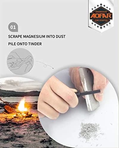 AOFAR Magnesium Fire Starter AF-374 2-Pack Waterproof Fire Steel Pouch for Camping & Outdoors thumbnail 3