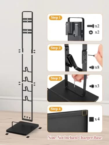 Haturi Black Metal Vacuum Stand Holder for Dyson V15-V6 & DC Series | 127cm H x 22cm L x 29cm D thumbnail 5