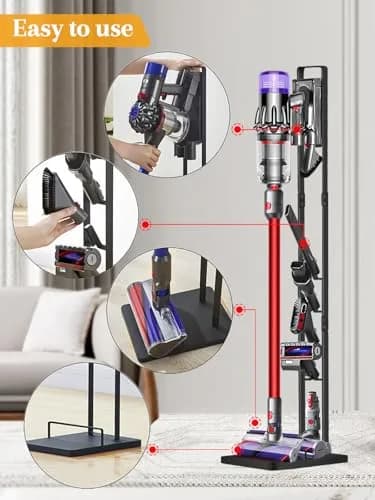 Haturi Black Metal Vacuum Stand Holder for Dyson V15-V6 & DC Series | 127cm H x 22cm L x 29cm D thumbnail 6