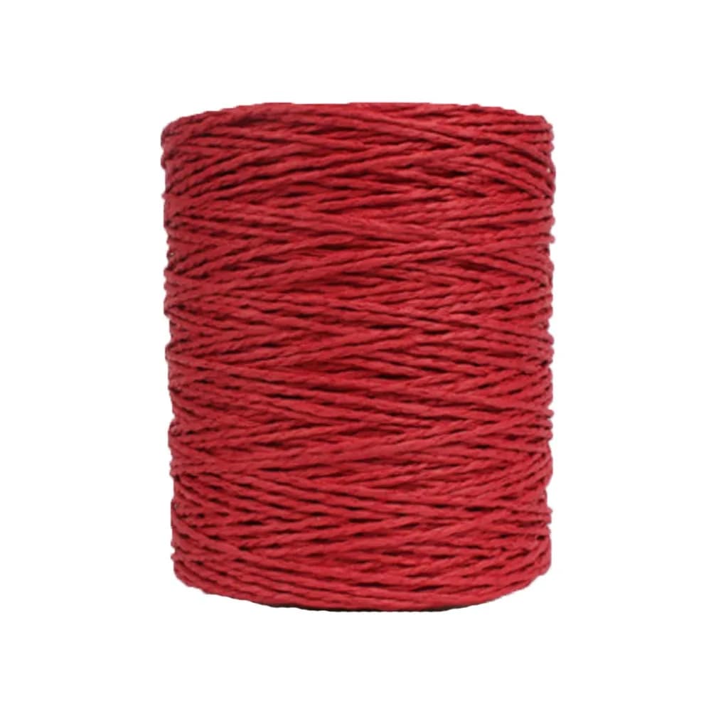 Rayon Crochet Raffia Yarn Red Natural Cotton Yarn for Hats & Bags, 280 Meters (306 Yards) | Breathable & Durable for Year-Round Crafting — Red
