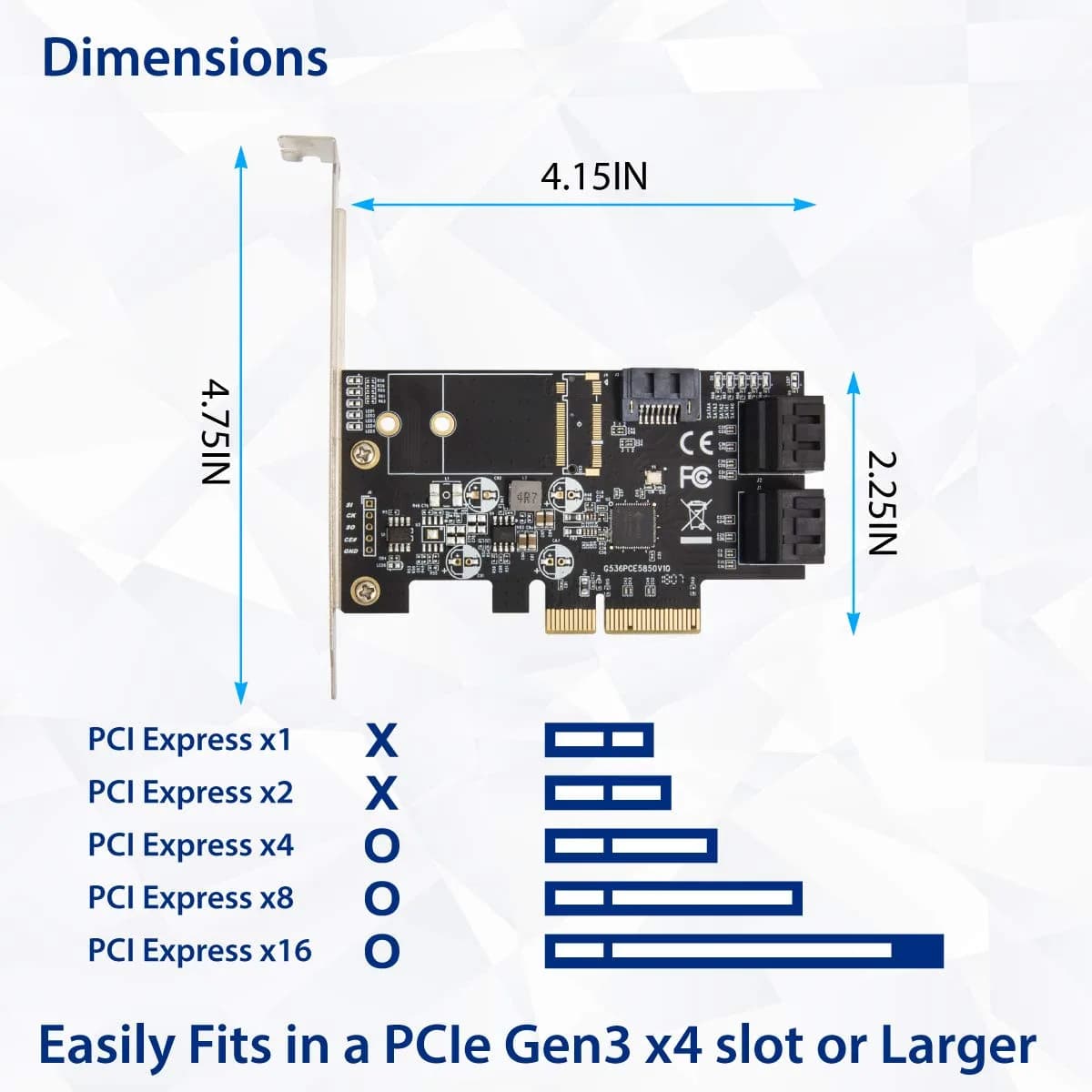 IO CREST 5 Port SATA PCIe Controller Card with JMB585 Chipset - SI-PEX40139 - view 3