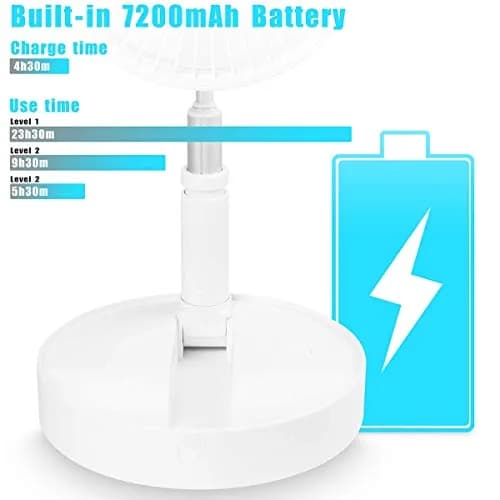 AICase Folding Portable Telescopic Floor/USB Desk Fan with 7200mAh Battery | 4 Speeds, 39.3" Height, 40dB Quiet Operation thumbnail 4
