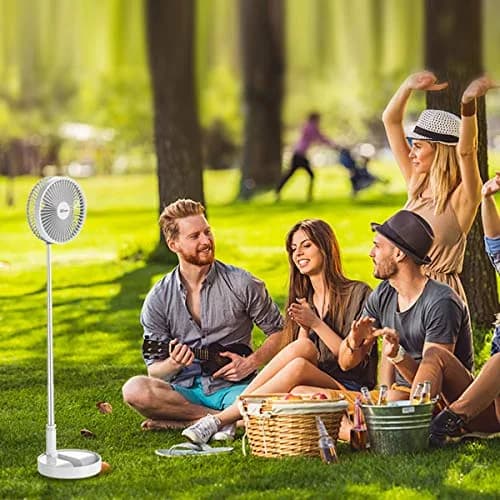AICase Folding Portable Telescopic Floor/USB Desk Fan with 7200mAh Battery | 4 Speeds, 39.3" Height, 40dB Quiet Operation thumbnail 6