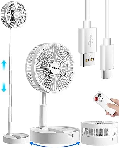 AICase Folding Portable Telescopic Floor/USB Desk Fan with 7200mAh Battery | 4 Speeds, 39.3" Height, 40dB Quiet Operation thumbnail 1