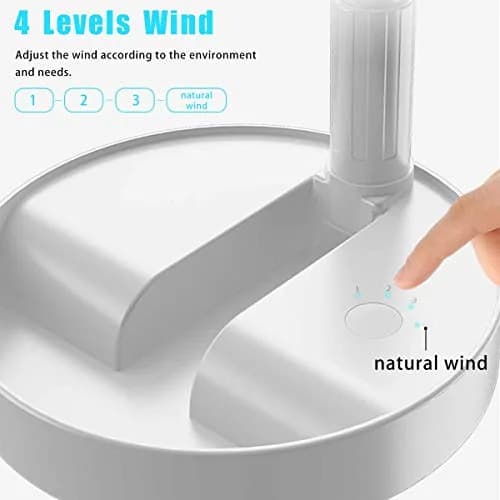 AICase Folding Portable Telescopic Floor/USB Desk Fan with 7200mAh Battery | 4 Speeds, 39.3" Height, 40dB Quiet Operation thumbnail 2