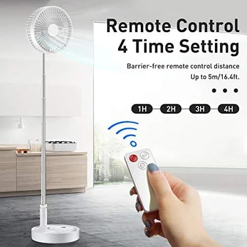 AICase Folding Portable Telescopic Floor/USB Desk Fan with 7200mAh Battery | 4 Speeds, 39.3" Height, 40dB Quiet Operation thumbnail 3
