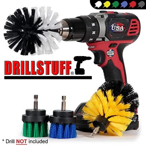 Drillstuff Cleaning Brushes for Cordless Drill | 4-Piece Power Scrubber Kit for Home & Auto (Small Round, 2-3.5 inch) thumbnail 4