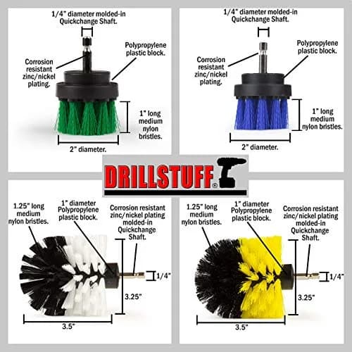 Drillstuff Cleaning Brushes for Cordless Drill | 4-Piece Power Scrubber Kit for Home & Auto (Small Round, 2-3.5 inch) thumbnail 5