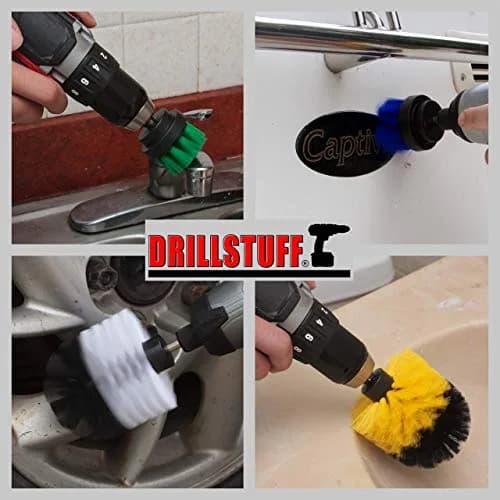 Drillstuff Cleaning Brushes for Cordless Drill | 4-Piece Power Scrubber Kit for Home & Auto (Small Round, 2-3.5 inch) thumbnail 2