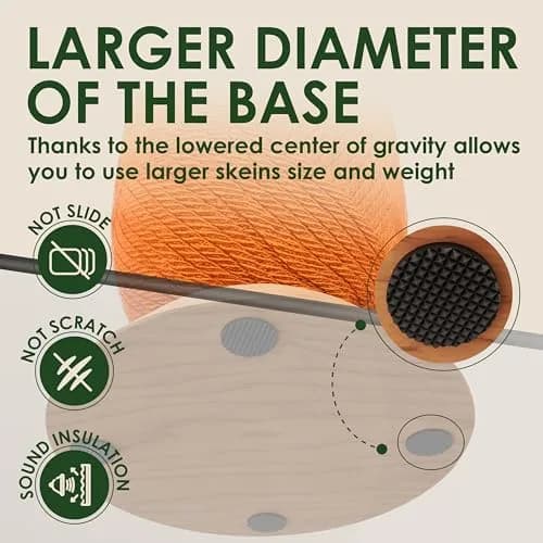 BarvA Yarn Holder Set 22 Lb Capacity with Extra Spindle | Smooth Bearing Spinner & Anti Slip Pads for Stability | European Wood Crochet Accessories & Fiber Crafts Pro Tools (Natural, X-Large) thumbnail 4