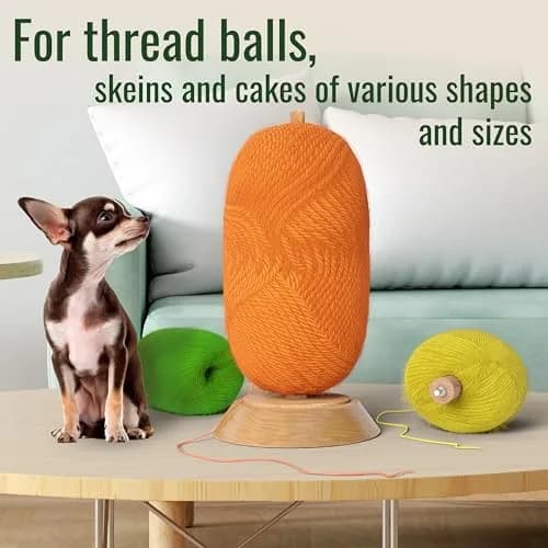 BarvA Yarn Holder Set 22 Lb Capacity with Extra Spindle | Smooth Bearing Spinner & Anti Slip Pads for Stability | European Wood Crochet Accessories & Fiber Crafts Pro Tools (Natural, X-Large) thumbnail 2