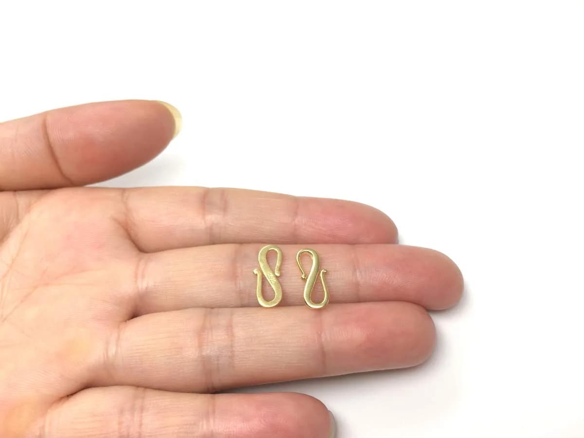 Adabele 18k Yellow Gold Plated Sterling Silver S Hooks Clasp 15mm (5-Pack) | Hypoallergenic Jewelry Findings - view 5