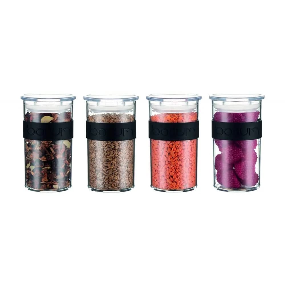 Bodum Presso Storage Jar Set 250ml (0.25 L) Black | Airtight BPA-Free Plastic Containers for Kitchen Pantry - view 2