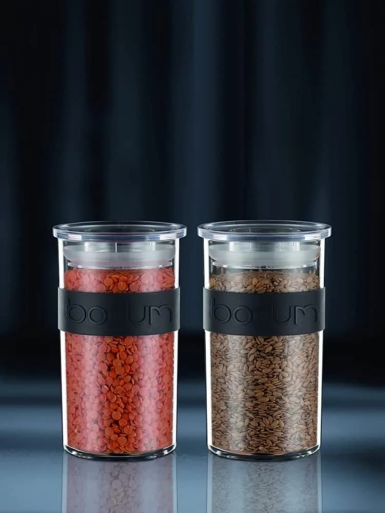 Bodum Presso Storage Jar Set 250ml (0.25 L) Black | Airtight BPA-Free Plastic Containers for Kitchen Pantry - view 3