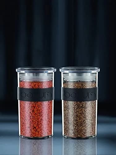 Bodum Presso Storage Jar Set 250ml (0.25 L) Black | Airtight BPA-Free Plastic Containers for Kitchen Pantry thumbnail 3