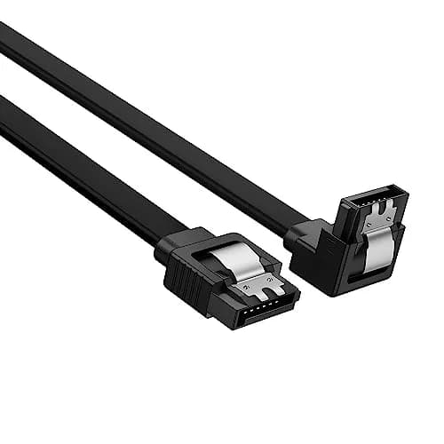 JacobsParts SATA Cable 5 Pack 18 Inch SATA III 6Gbps Right Angle Locking Latch Black thumbnail 2