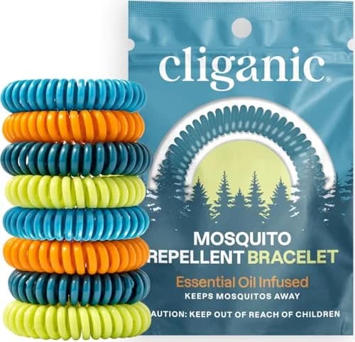 Cliganic Natural Mosquito Repellent Bracelets 20 Pack | DEET-Free, Plant-Based Essential Oils, Individually Wrapped thumbnail 1