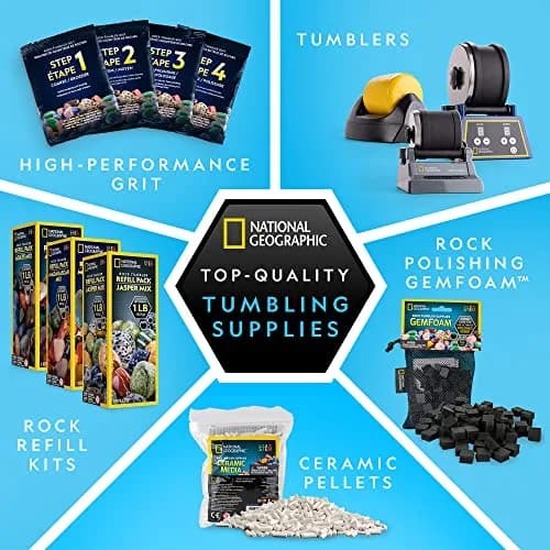 Blue Marble National Geographic Rock Tumbler Refill Kit with 1 Lb. Rough Agate | Agate Mix, All Seasons, 8oz thumbnail 6