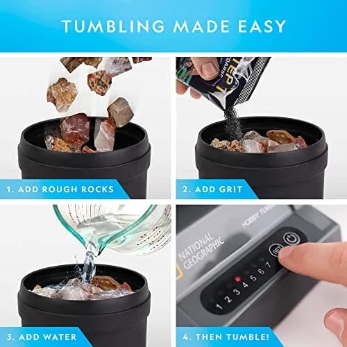 Blue Marble National Geographic Rock Tumbler Refill Kit with 1 Lb. Rough Agate | Agate Mix, All Seasons, 8oz thumbnail 3