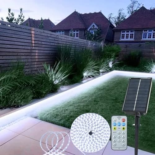 echosari White Solar Strip Lights Outdoor Waterproof 16.4Ft (5m) 320 LED with Remote & Timer | IP65 Rated for Pathways & Gardens thumbnail 1