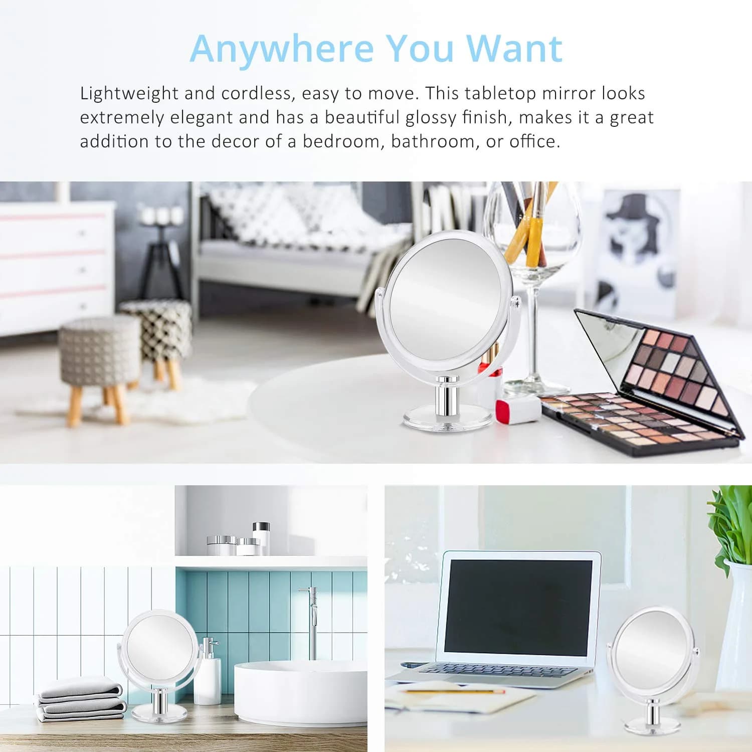 Fabuday Magnifying Makeup Mirror 10x Magnification | 16.3 cm (6.4 in) Double-Sided Tabletop Vanity Mirror - view 4