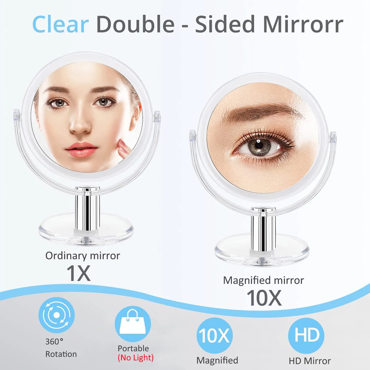 Fabuday Magnifying Makeup Mirror 10x Magnification | 16.3 cm (6.4 in) Double-Sided Tabletop Vanity Mirror - view 2