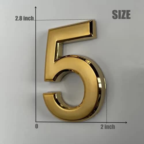 HopeWan Gold Signage Signage in India | Raised 3D Door Numbers 2-3/4IN High thumbnail 2