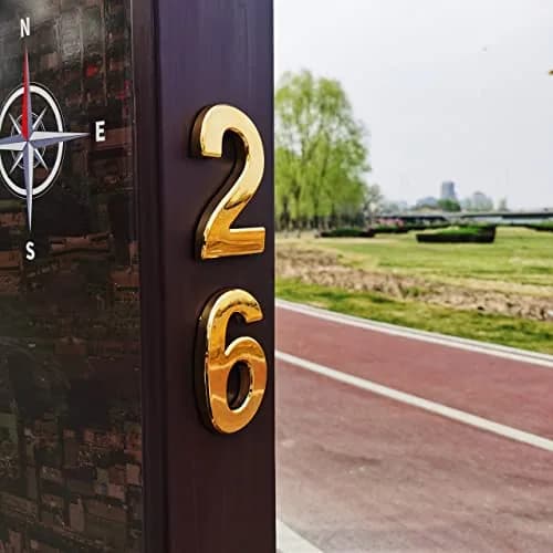 HopeWan Gold Signage Signage in India | Raised 3D Door Numbers 2-3/4IN High thumbnail 3
