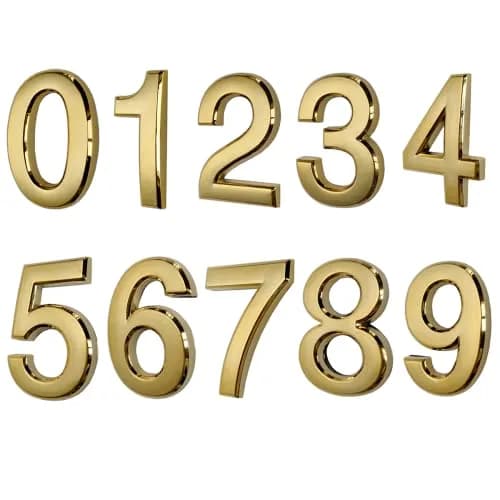 HopeWan Gold Signage Signage in India | Raised 3D Door Numbers 2-3/4IN High - main product image