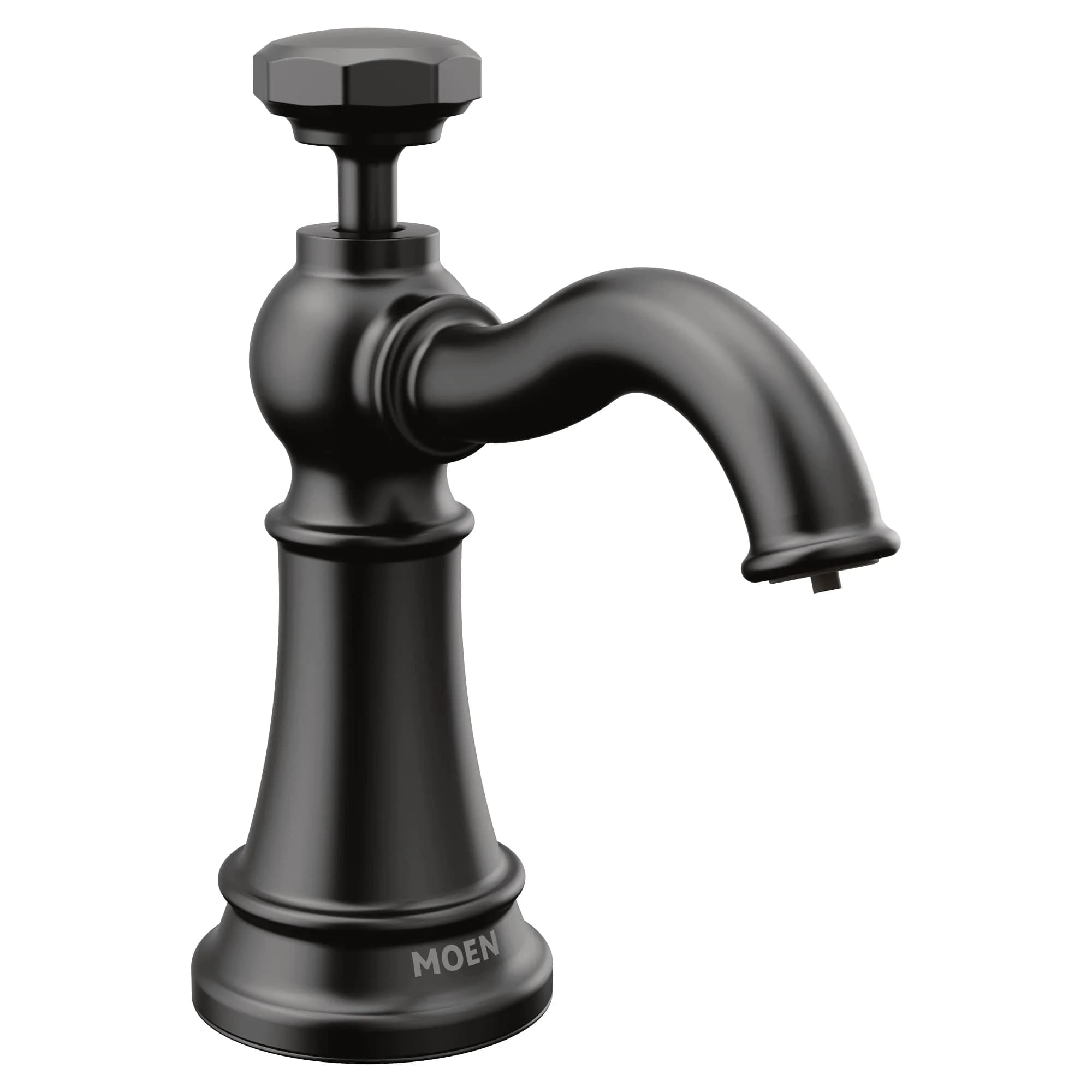 Moen S3955BL Paterson Deck Mounted Kitchen Soap Dispenser with Above the Sink Refillable Bottle, Matte Black | Modern & Durable