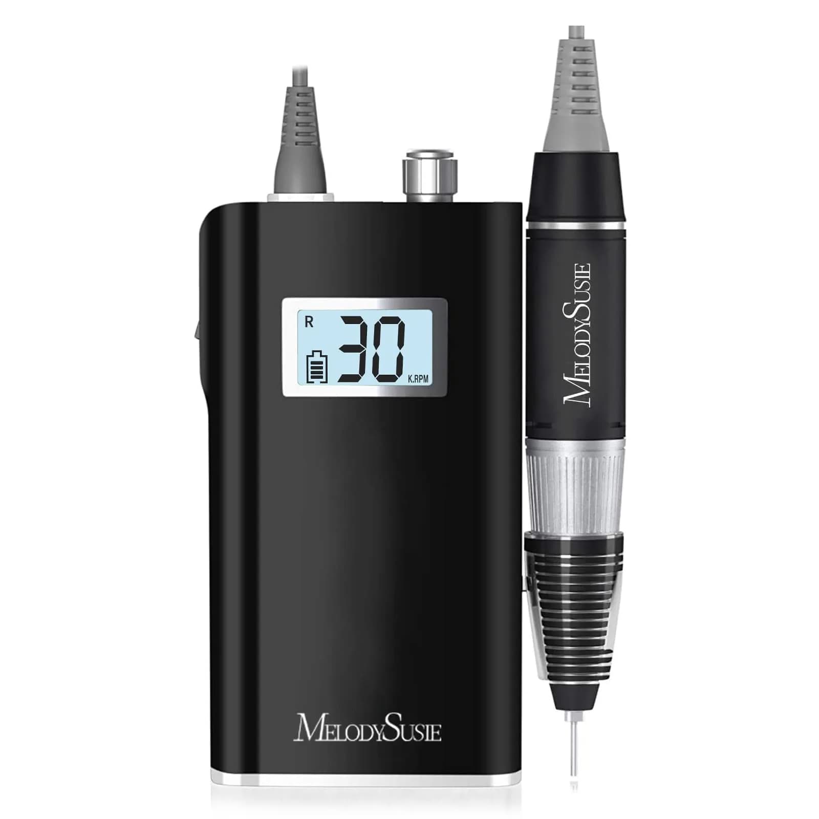 MelodySusie Nail Drill SC320H Pink | Cordless, 30000RPM, LCD Display, 10-14h Battery — Black