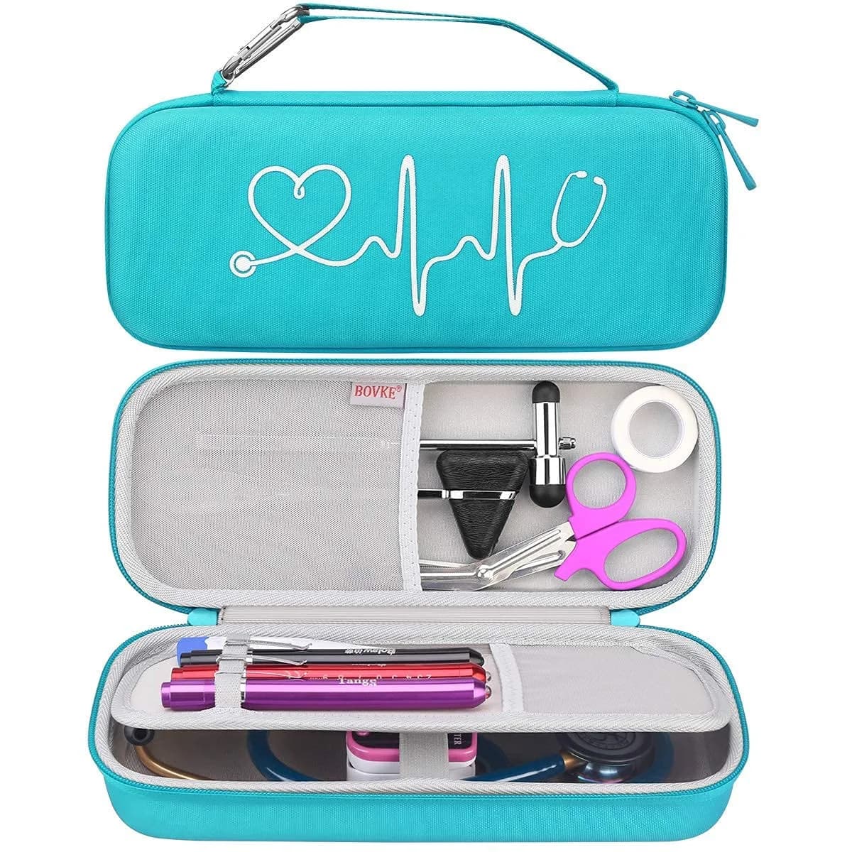BOVKE Hard Case for 3M Littmann Classic III/Cardiology IV/MDF Stethoscope | Durable, Compact & Waterproof — Turquoise