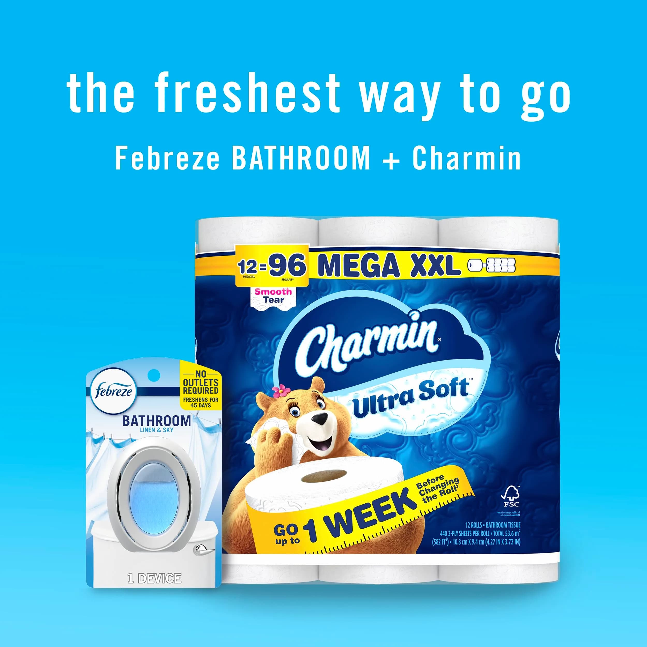 Febreze Small Spaces Air Freshener Linen & Sky Scent 2 Count | Odor Fighting Plug In Alternative for Bathrooms & Closets - view 8