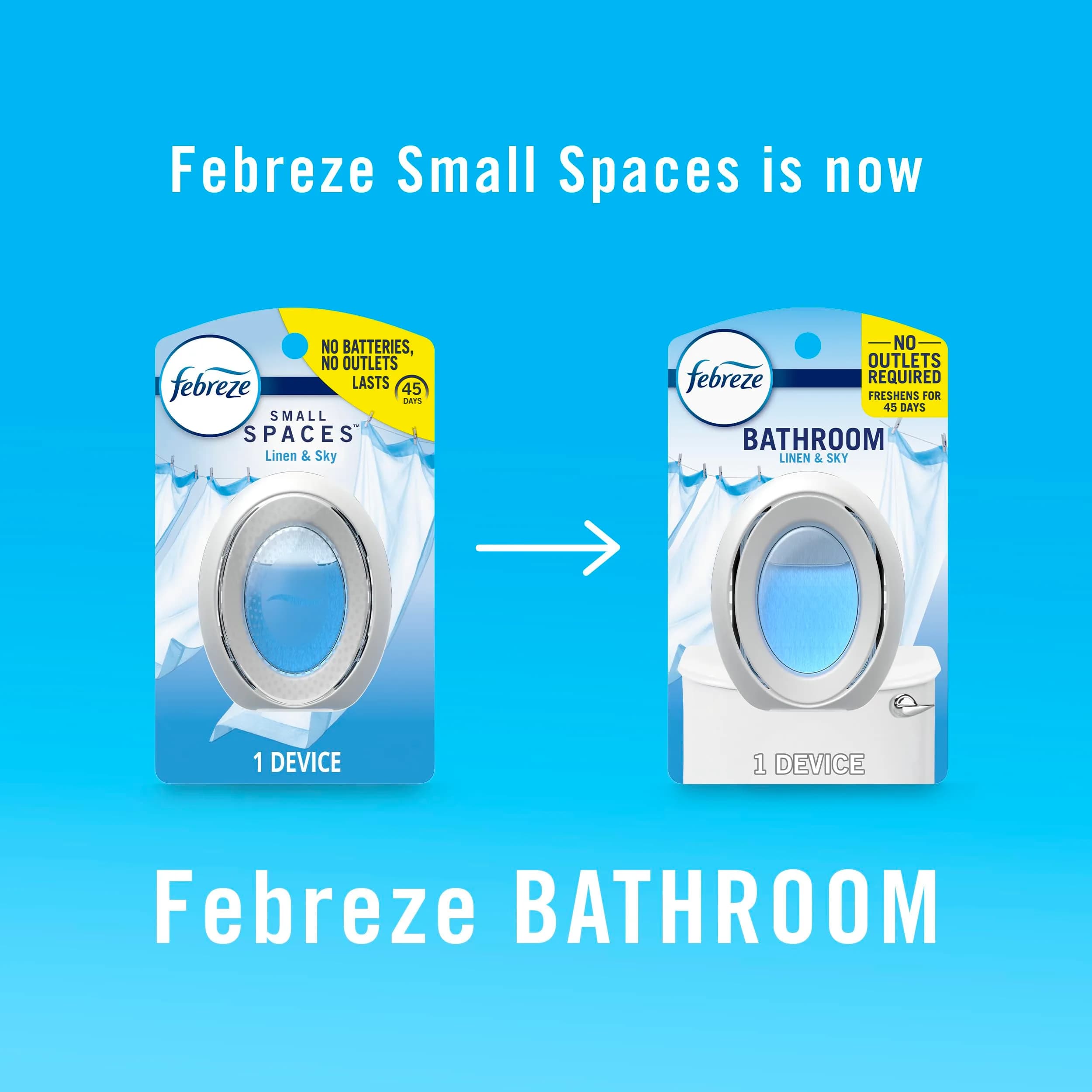 Febreze Small Spaces Air Freshener Linen & Sky Scent 2 Count | Odor Fighting Plug In Alternative for Bathrooms & Closets - view 9