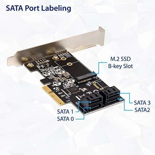 IO CREST SI-PEX40138 4-Port SATA III + M.2 B-Key PCIe x4 Controller Card | 1700MB/s Speed thumbnail 6